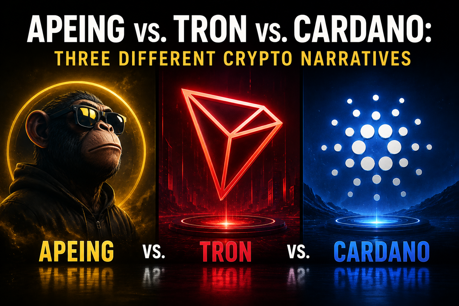 Apeing vs. Tron vs. Cardano: Three Different Crypto Narratives